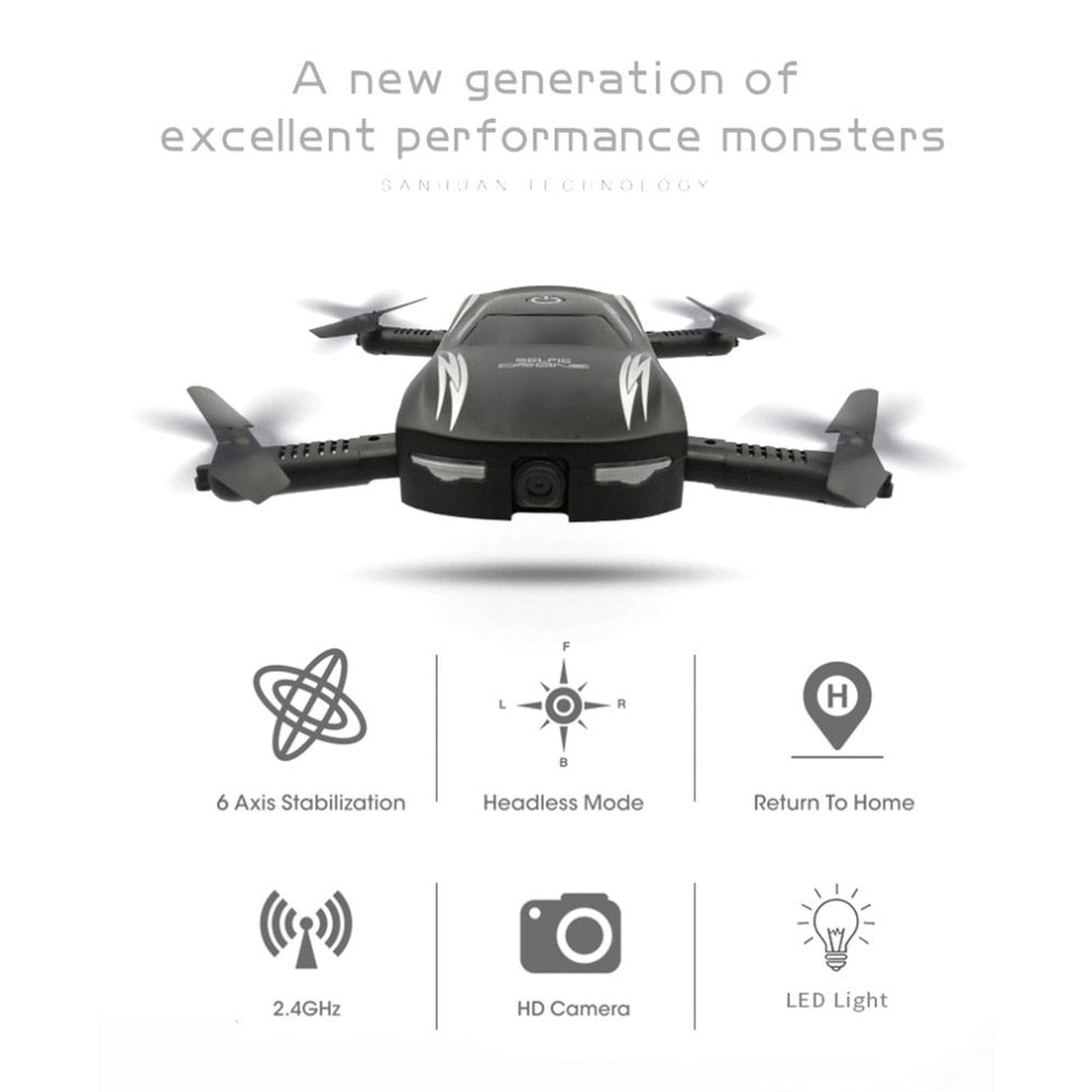 Mini Foldable Voice Control RC Drone with Camera HD Wifi FPV 4-axle Quadrocopter Selfie Drone Professional Headless Mode Drone - Dronybee