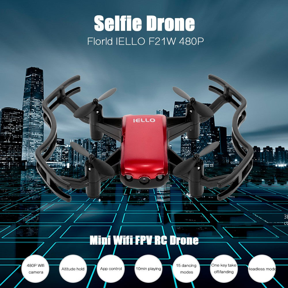 Florld IELLO F21W 480P Mini Wifi FPV Altitude Hold Selfie Drone With APP Control  RC Quadcopter - Dronybee